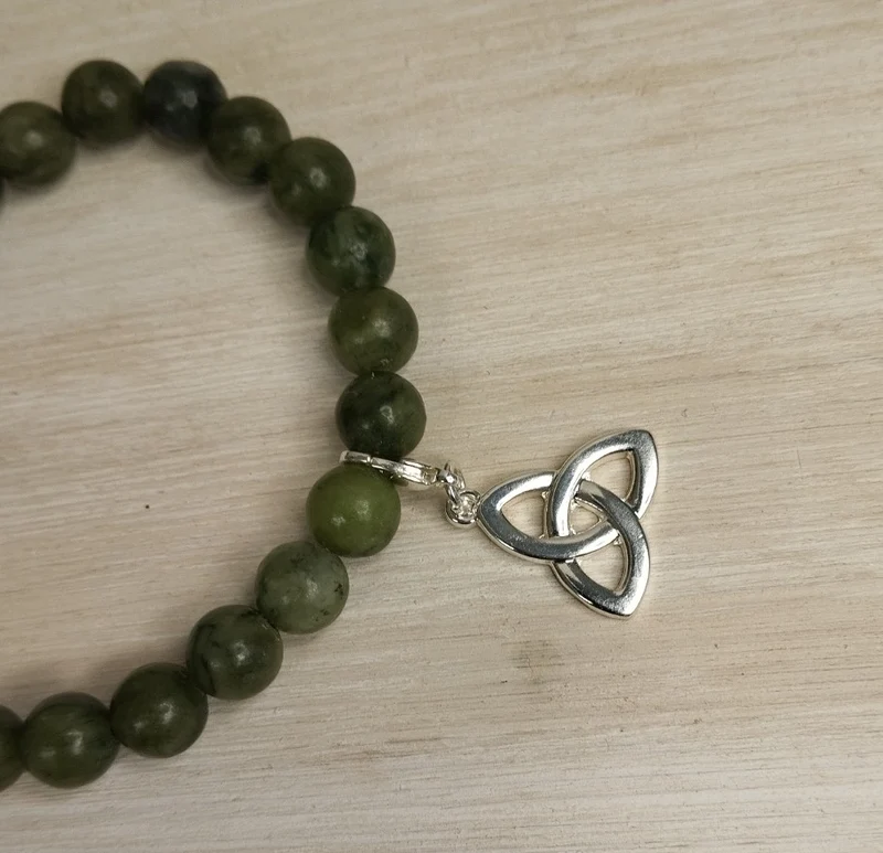 Celtic Knot Connemara Marble Stretch Bracelet
