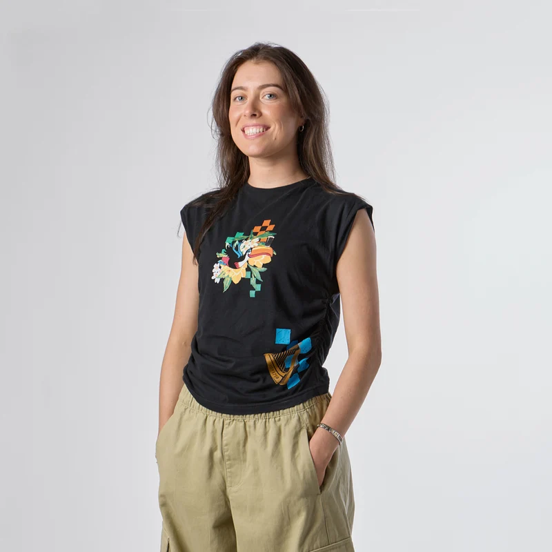 Guinness Toucan Ruched Ladies Black Tee