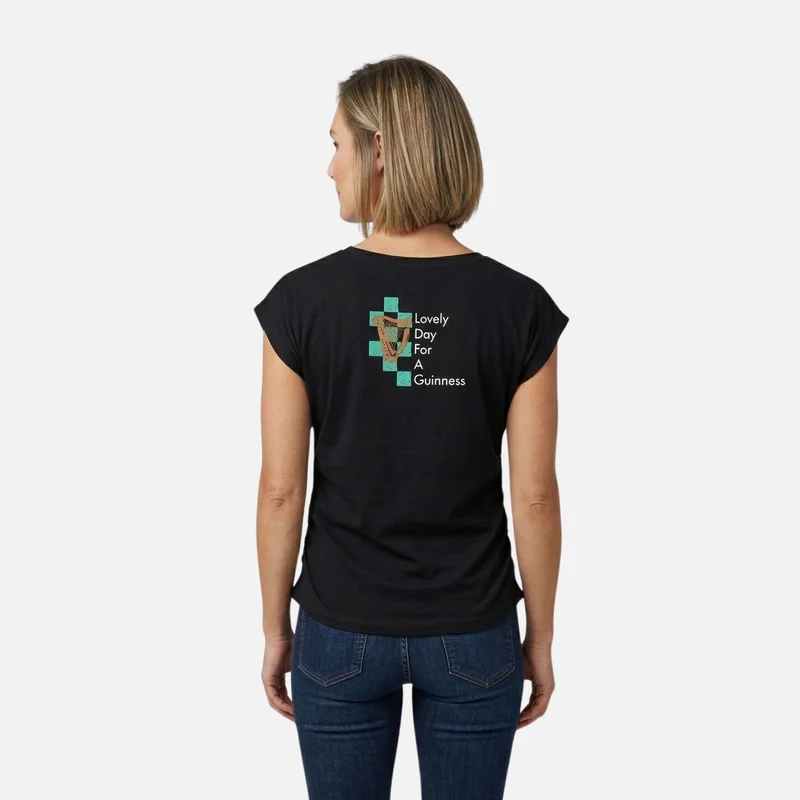 Guinness Toucan Ruched Ladies Black Tee