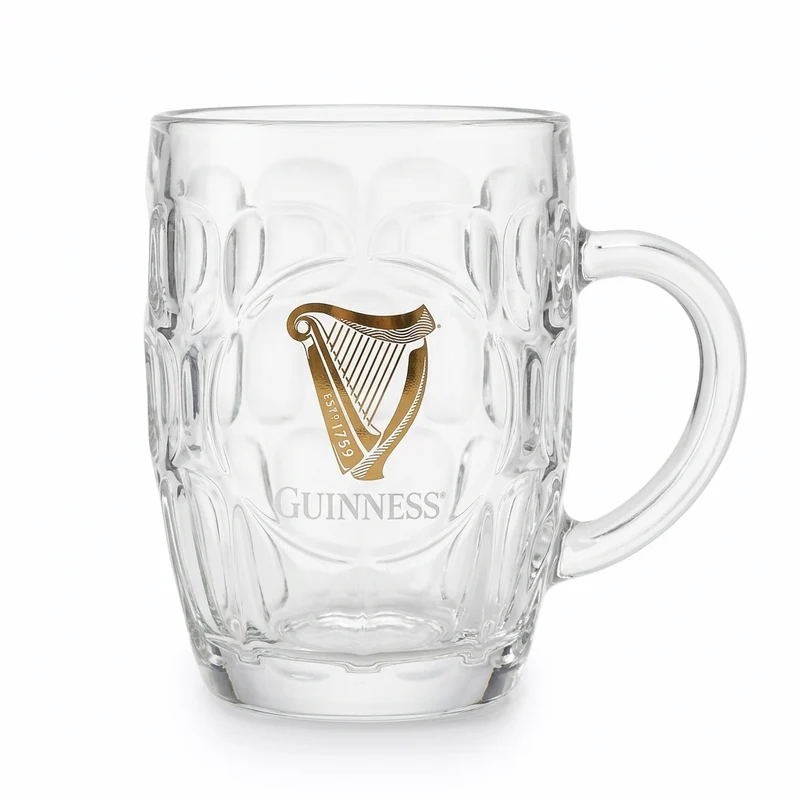 Guinness Gold Harp Dimple Glass Mug – 20 oz Tankard