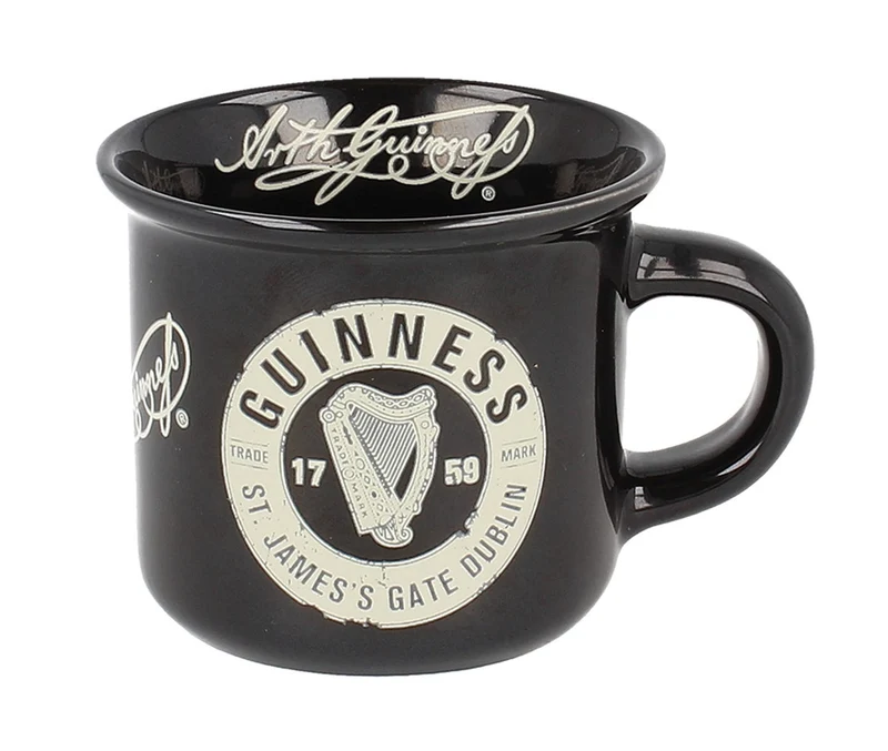 Guinness Espresso Cup Set – 2 Ceramic Cups Black & White Toucan Design