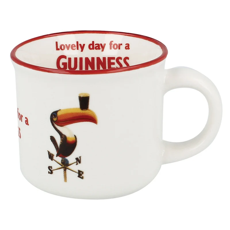 Guinness Espresso Cup Set – 2 Ceramic Cups Black & White Toucan Design