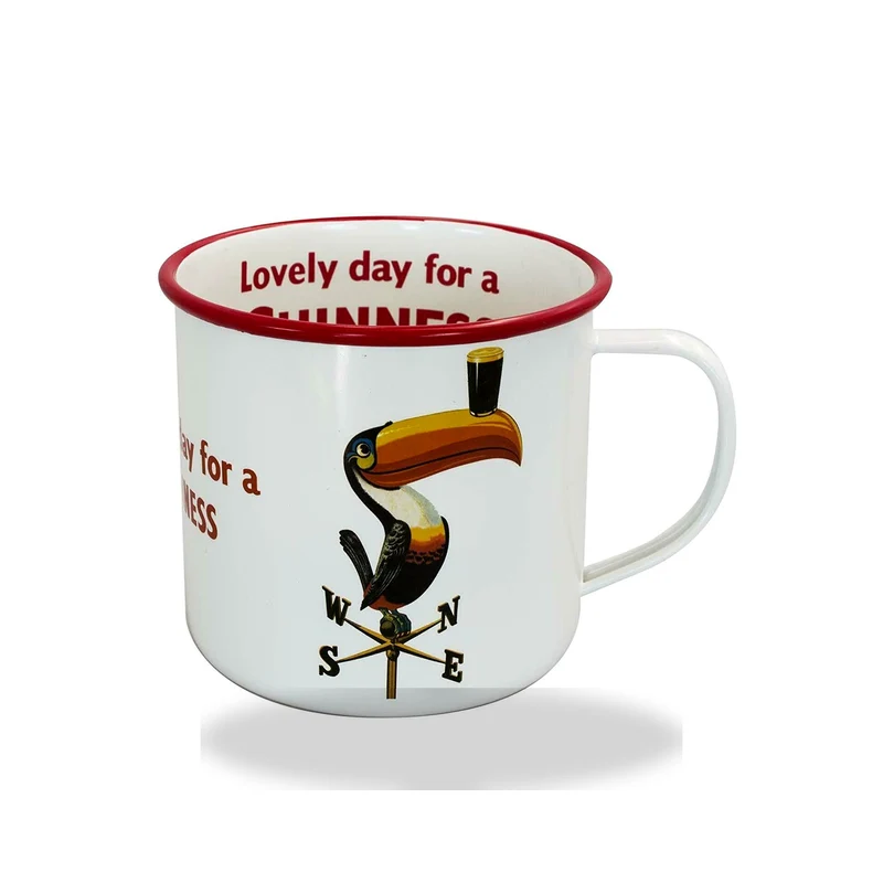 Guinness Enamel Mug Toucan & Weathervane – White 500ml Official Mug