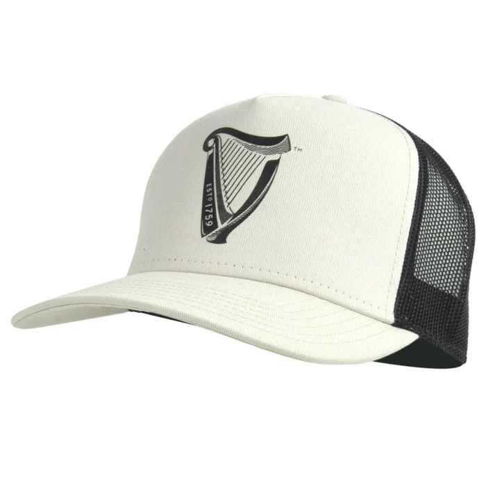 Guinness® Beige & Black Harp Adjustable Trucker Hat
