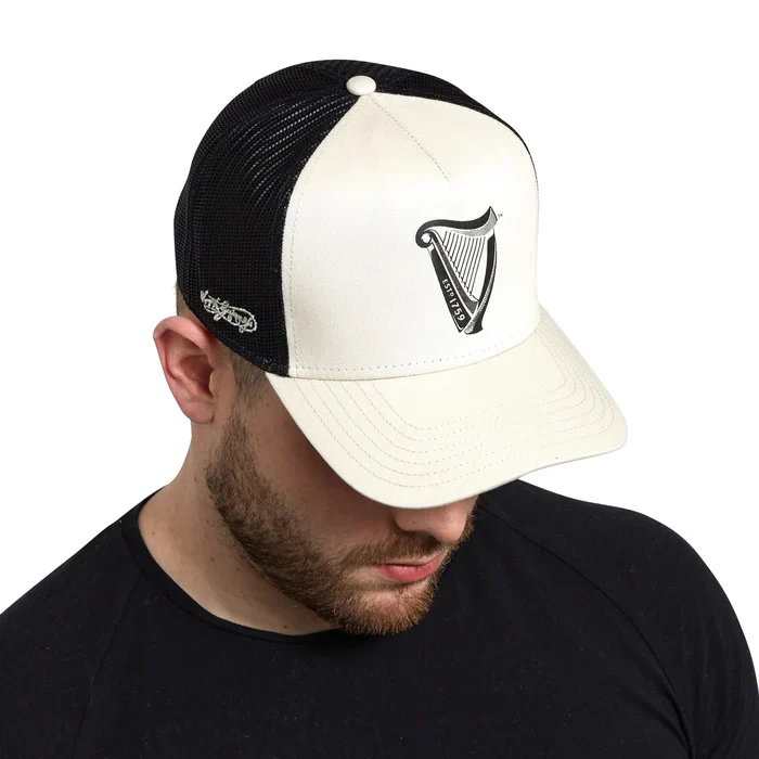Guinness® Beige & Black Harp Adjustable Trucker Hat