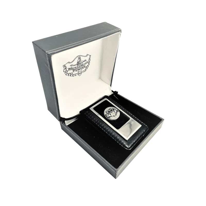 Claddagh Leather Money Clip