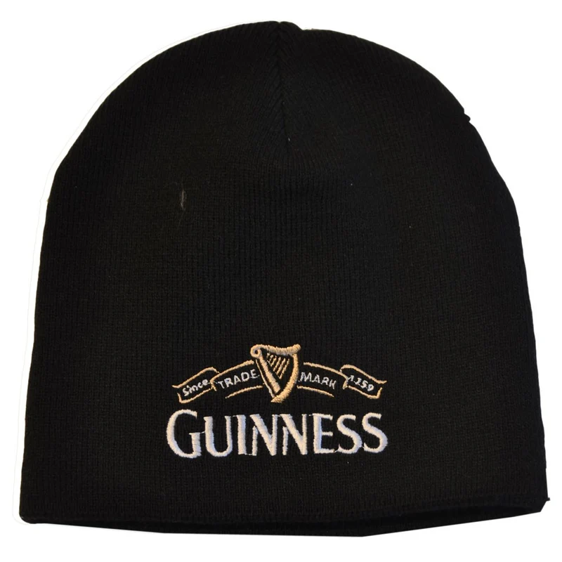 Guinness Beanie Hat With White Guinness Trademark Logo Black Colour