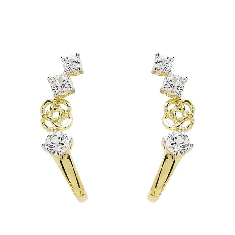 14k Gold Vermeil Celtic Knot With White Sapphire Earrings