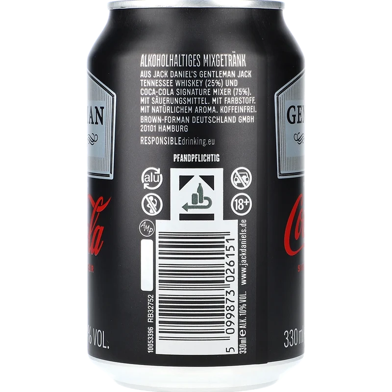 Gentleman Jack & Cola 10% 0,33L DS zzgl. DPG Pfand