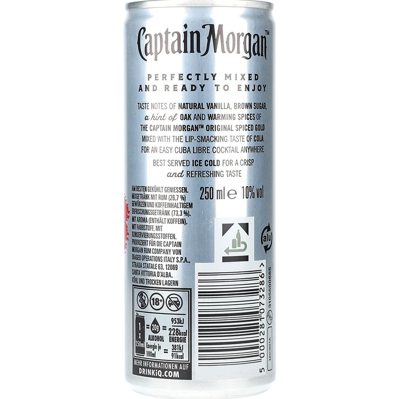 Captain Morgan Premix Spiced Gold & Cola 10% 0,25L DS zzgl. DPG Pfand