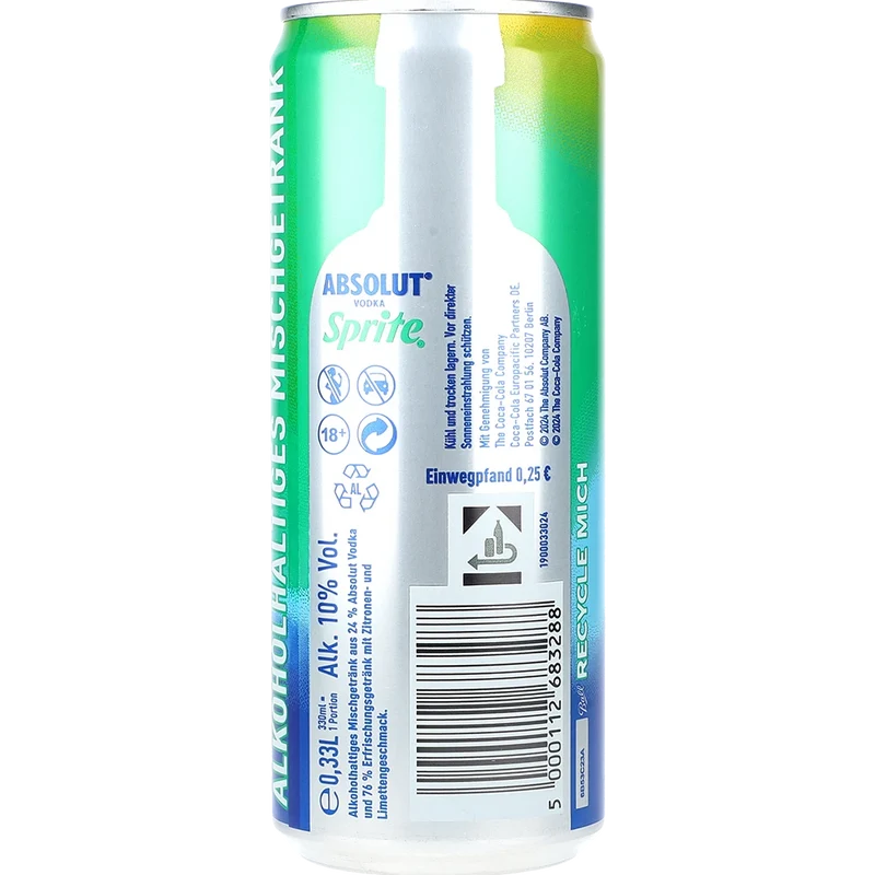 Absolut Sprite 10% 0,33L DS zzgl. DPG Pfand