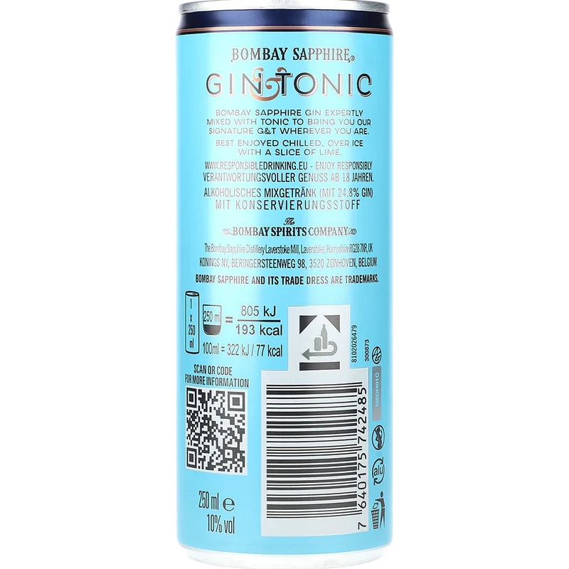 Bombay Sapphire Gin & Tonic 10% 0,25L DS zzgl. DPG Pfand