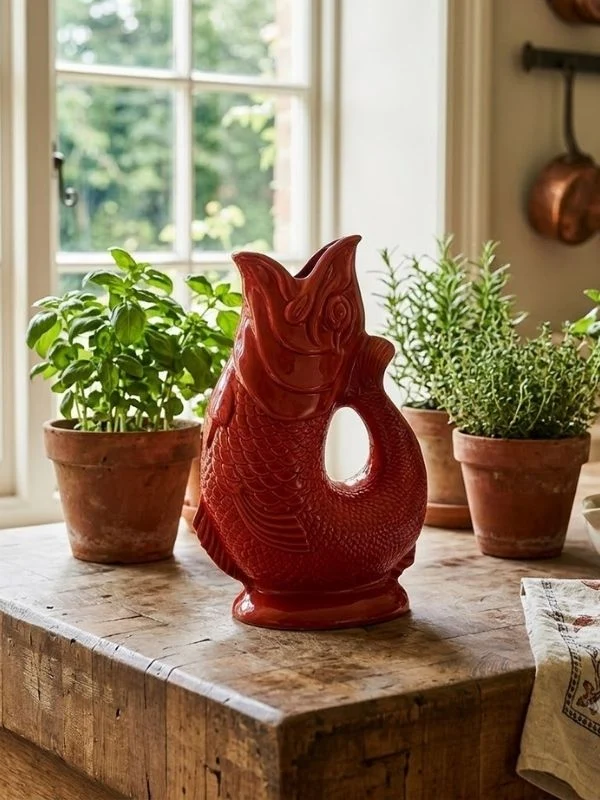 Wade Ceramics Gluggle Jug - Color: Red