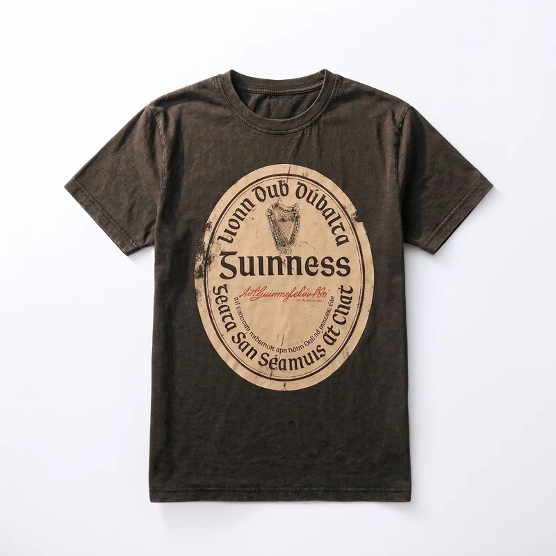 Guinness Black Distressed Label Tee