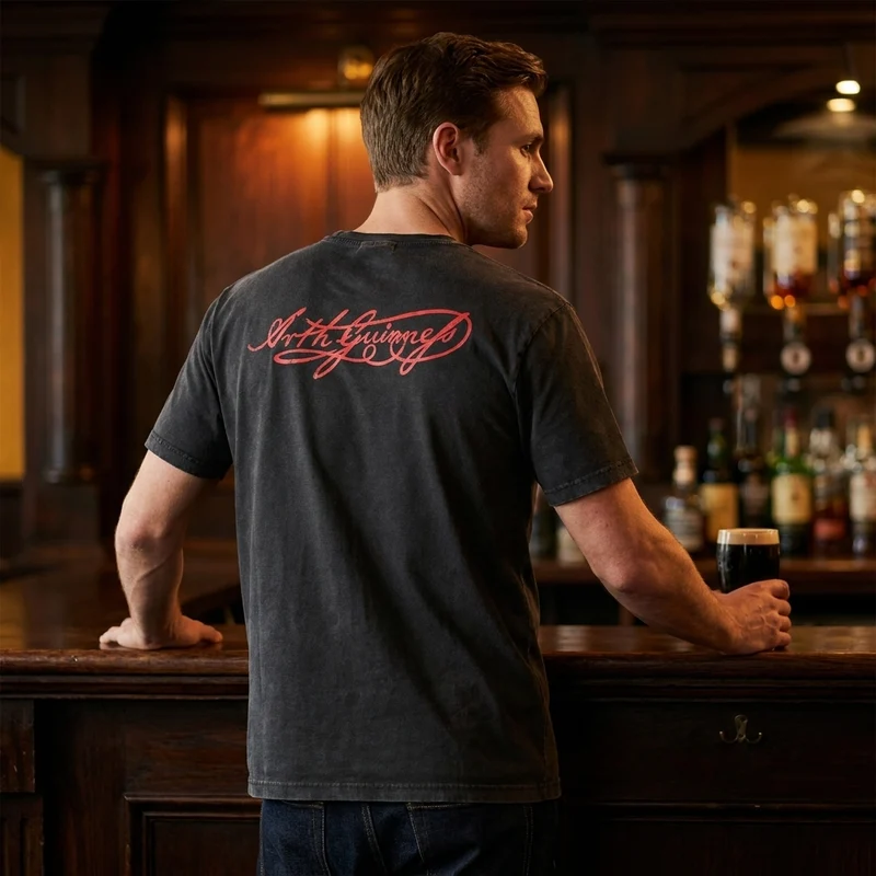 Guinness Black Distressed Label Tee