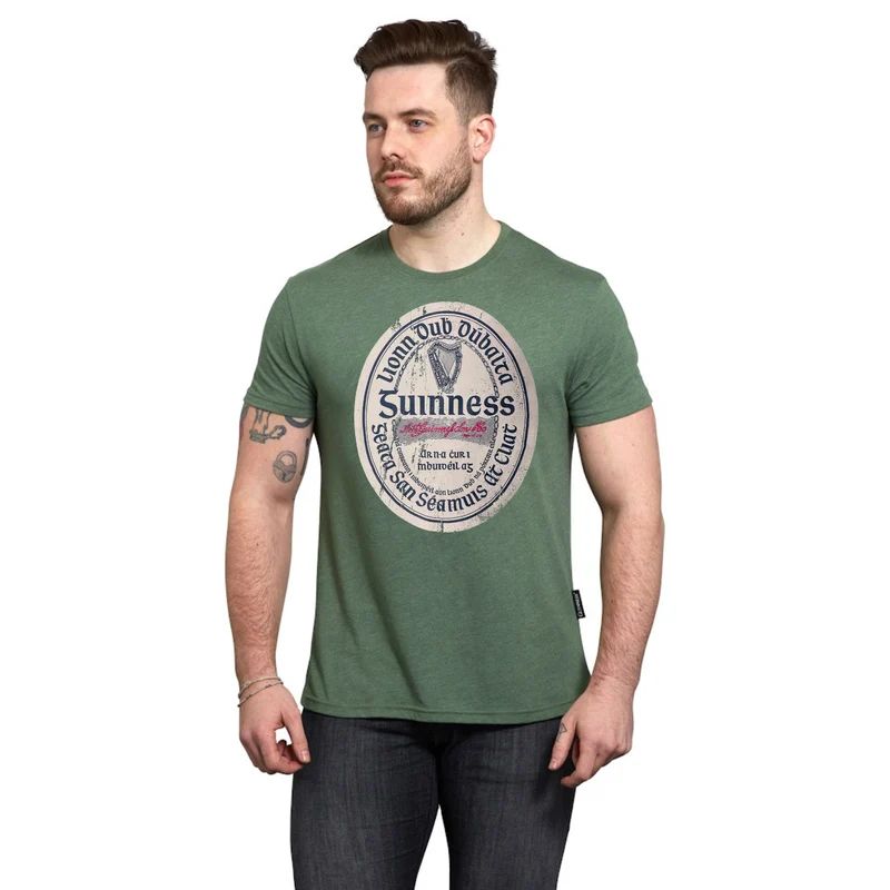 Guinness Green Distressed Label Tee