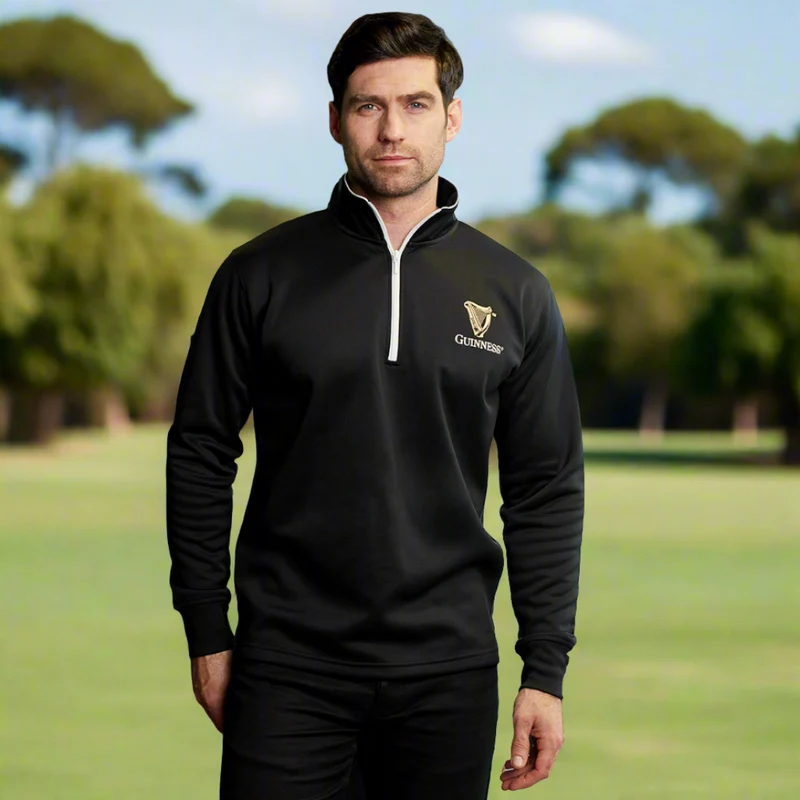 Guinness Harp Half Zip Performance Sweater – Black