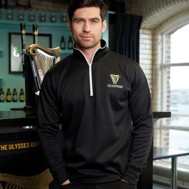 Guinness Harp Half Zip Performance Sweater – Black