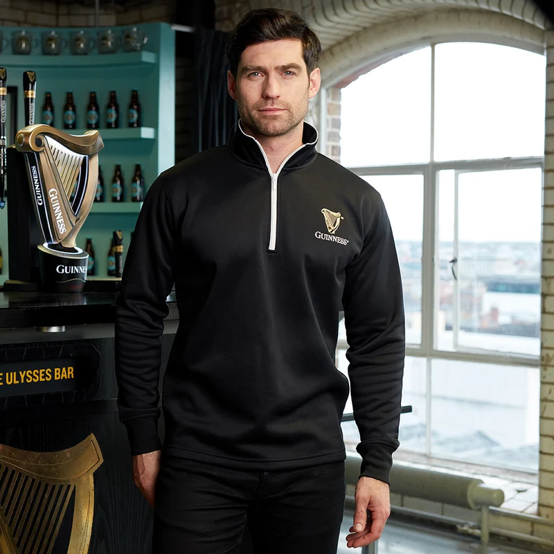 Guinness Harp Half Zip Performance Sweater – Black