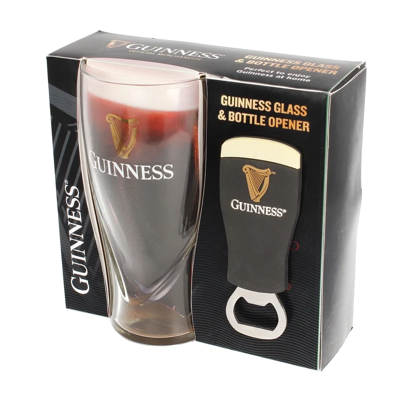 Guinness Embossed 540Ml Glass& Pint Pvc Opener Set