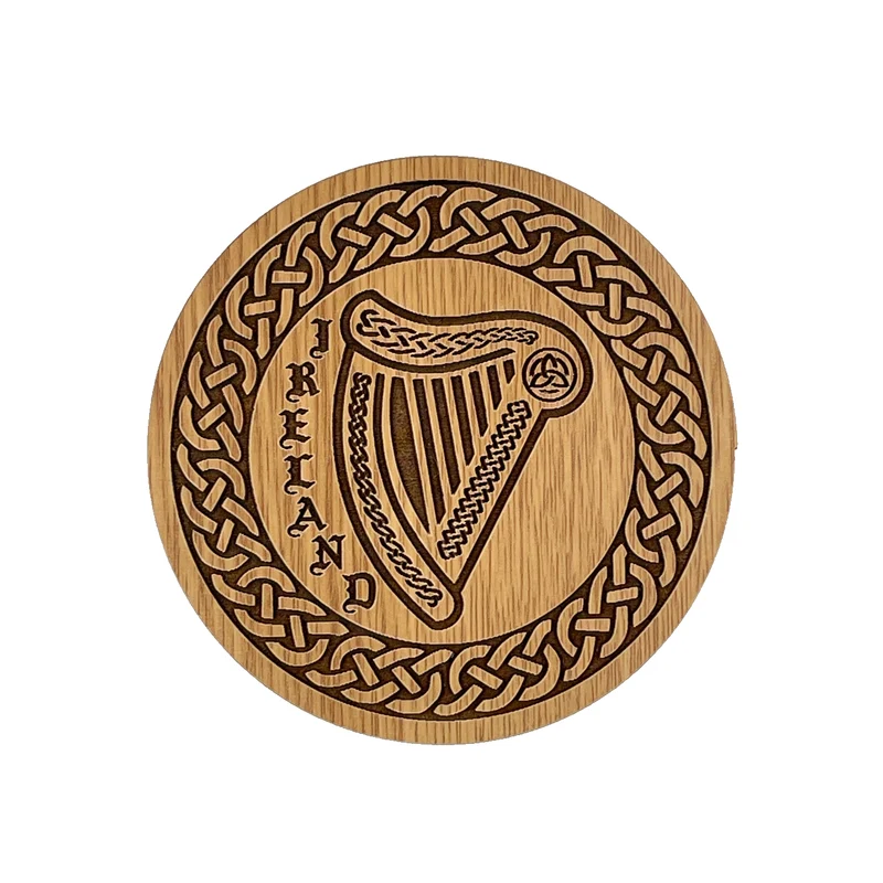 Wooden Coaster Celtic Harp