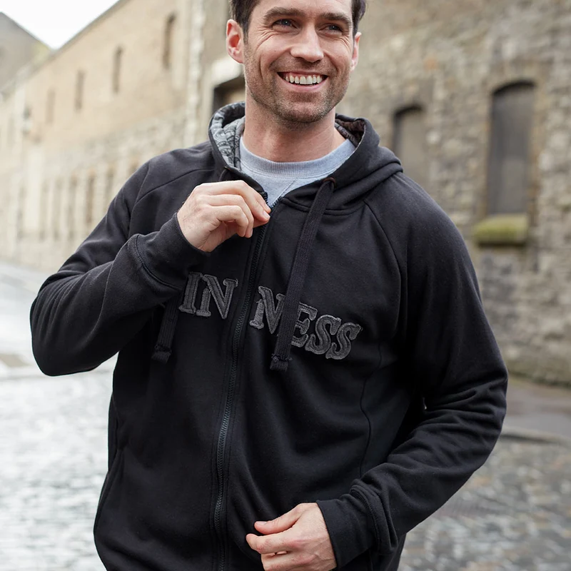 Guinness Vintage Black & Grey Label Lined Hoodie
