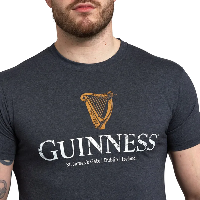 Guinness Navy Distressed Harp Tee