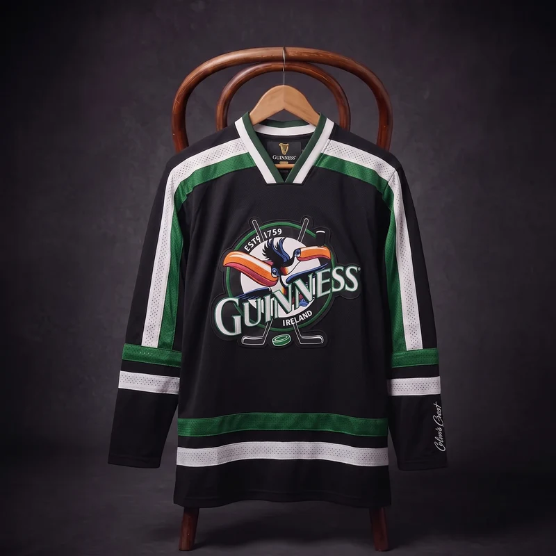 Guinness Toucan Hockey Jersey Black and Green