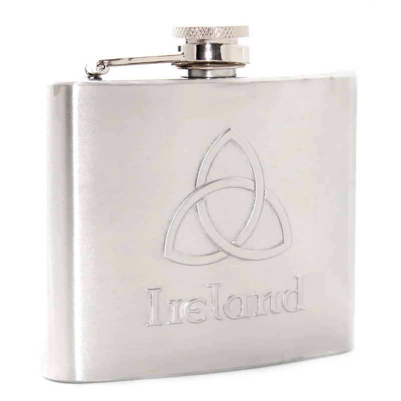 Ireland Trinity Embossed Stainless Steel Hip Flask