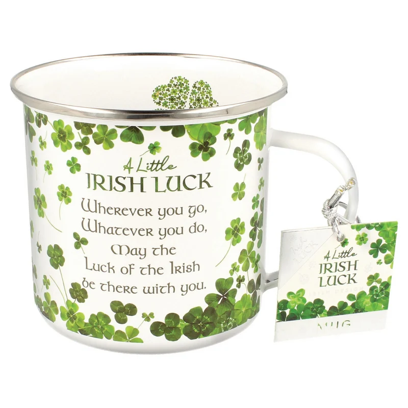 Enamel Irish Luck Clover Mug
