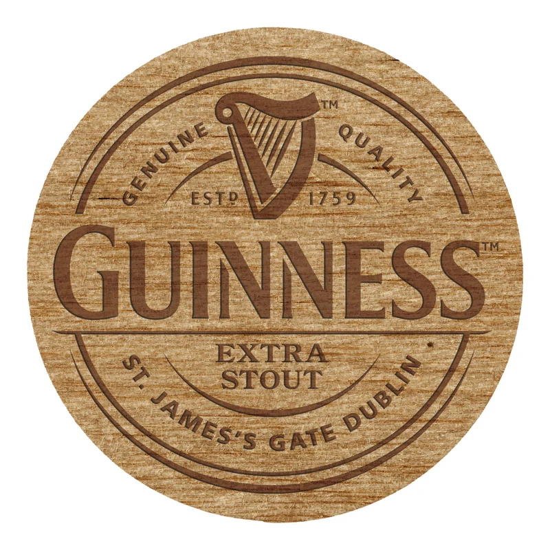 Guinness Harp Wooden Coaster