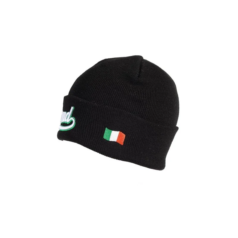Ireland Embroidered Black Beanie