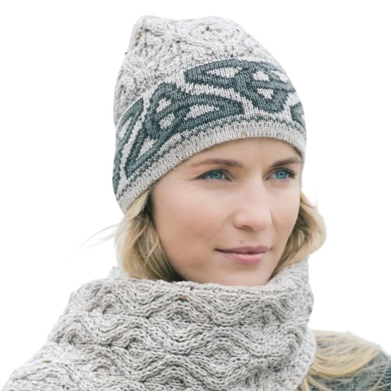 Women's Aran Celtic Jacquard Oatmeal Hat