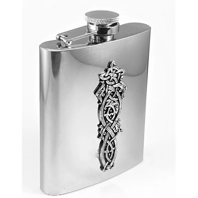 Stainless Steel Drinks Flask With Celtic Pewter Design