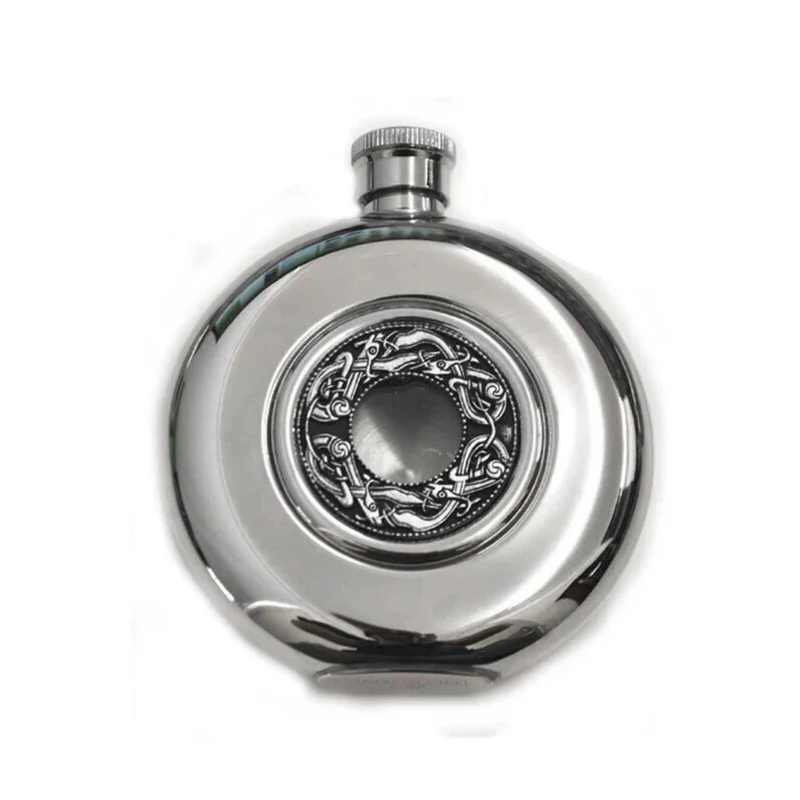 Mullingar Pewter Opened Faced Whiskey Face With Kells Design