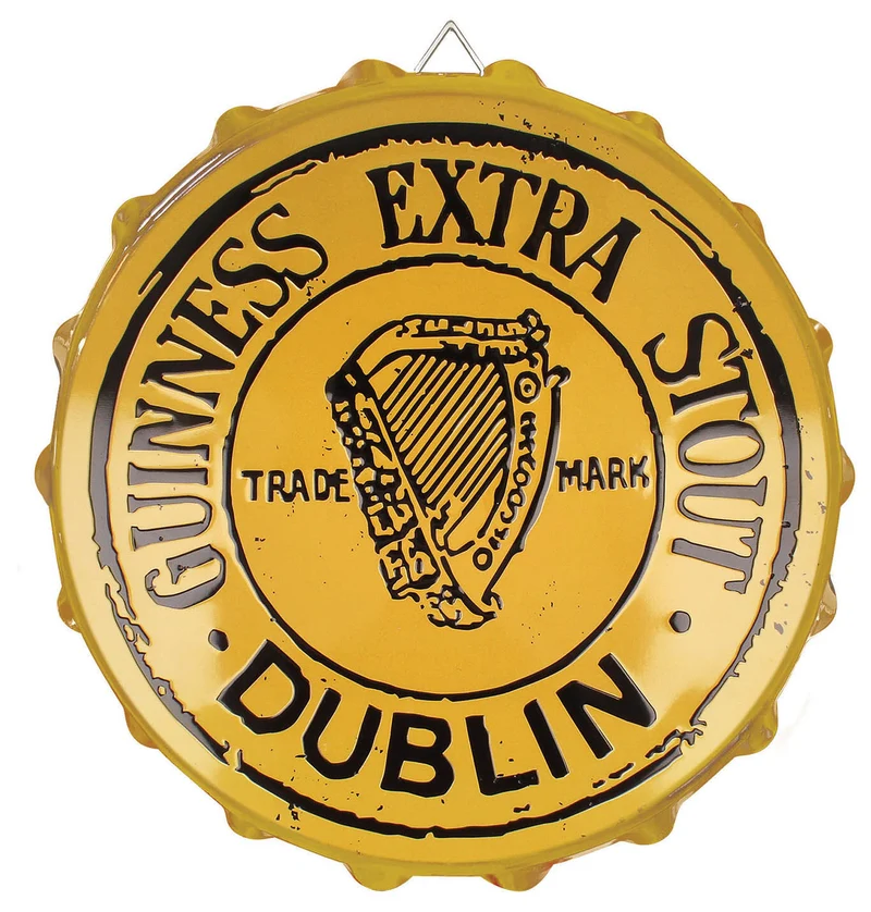 Guinness Extra Stout Bottle Cap Metal Sign Cream