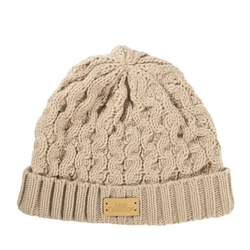Cable Knit Beanie Hat Oatmeal