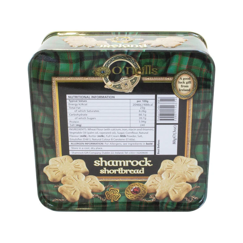 O'neill's Shamrock Shaped Shortbread Tin 80g