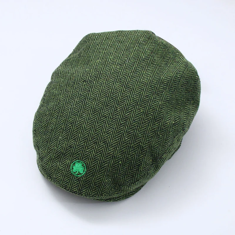 Tweed Herringbone Green Flat Cap
