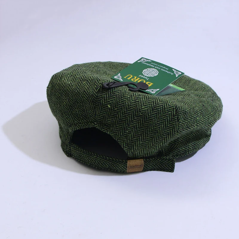 Tweed Herringbone Green Flat Cap