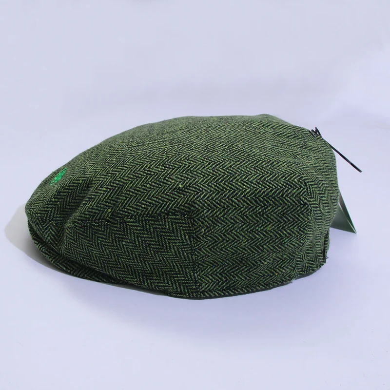 Tweed Herringbone Green Flat Cap