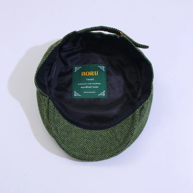Tweed Herringbone Green Flat Cap