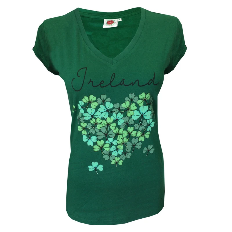 Women's Heart Shamrock T-Shirt Green