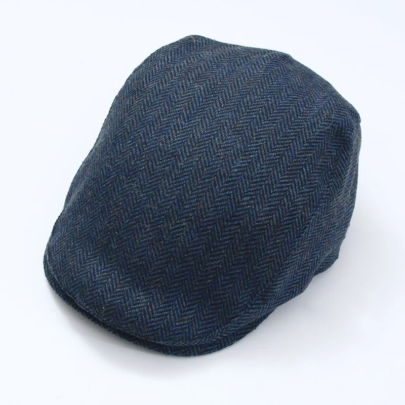 Traditional Herringbone Tweed Hat Blue