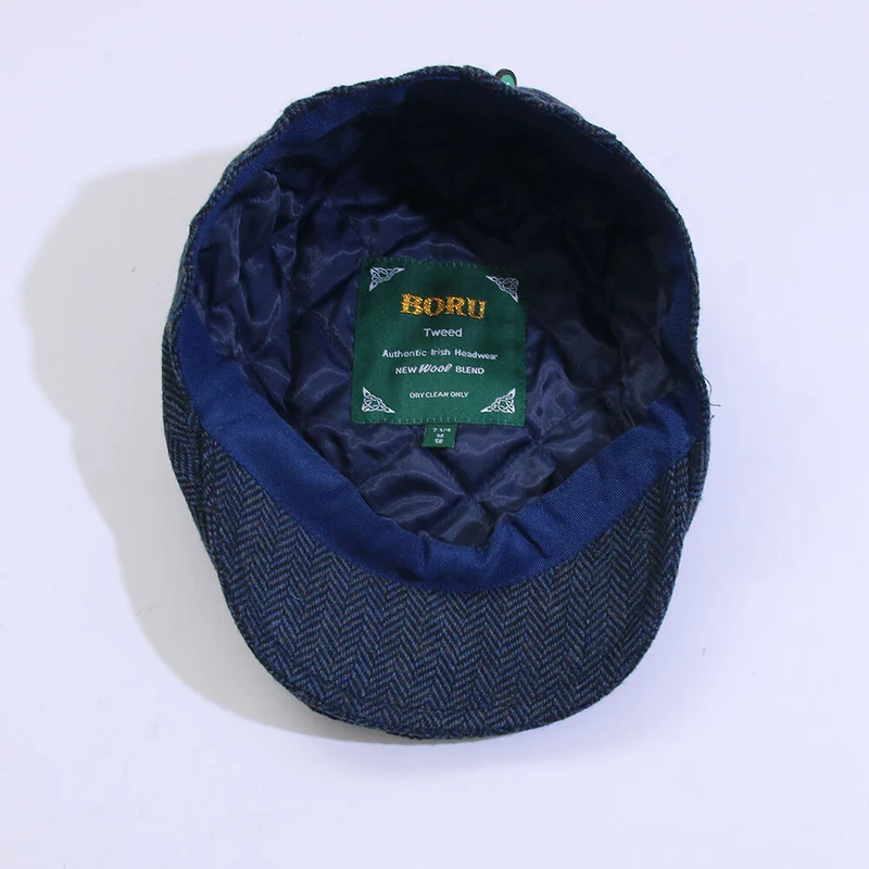 Traditional Herringbone Tweed Hat Blue