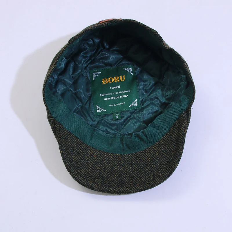 Traditional Herringbone Tweed Hat Green