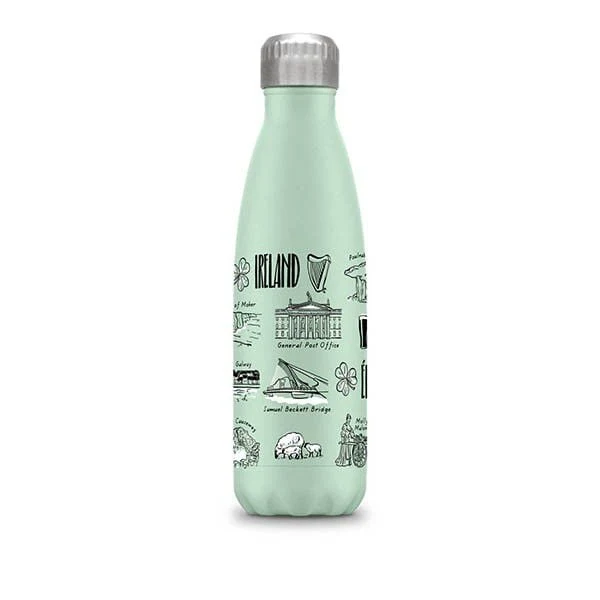 Mint Green Thermal Water Bottle With Ireland Printed Design