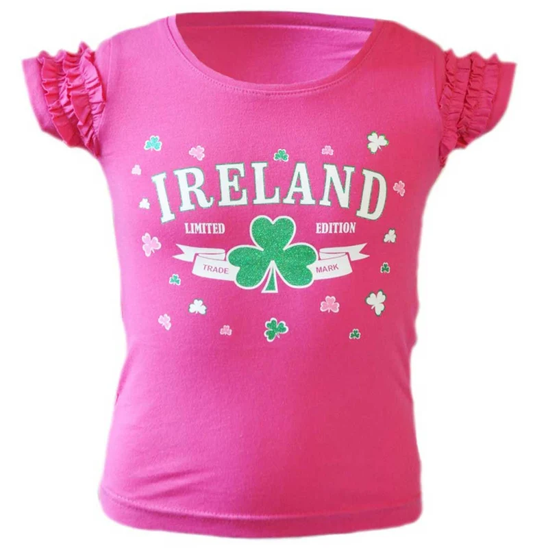Pink T-Shirt With Ireland Limited Edition Shamrock Print