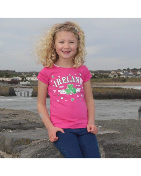 Pink T-Shirt With Ireland Limited Edition Shamrock Print