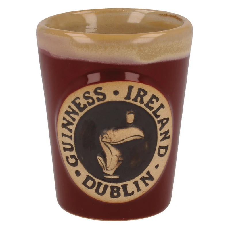 Guinness Pottery Shot Glass With Toucan Logo Design